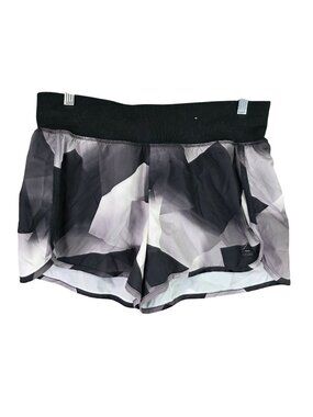Womens Reebok Black & Gray Abstract Print Running Shorts Polyester Spandex L